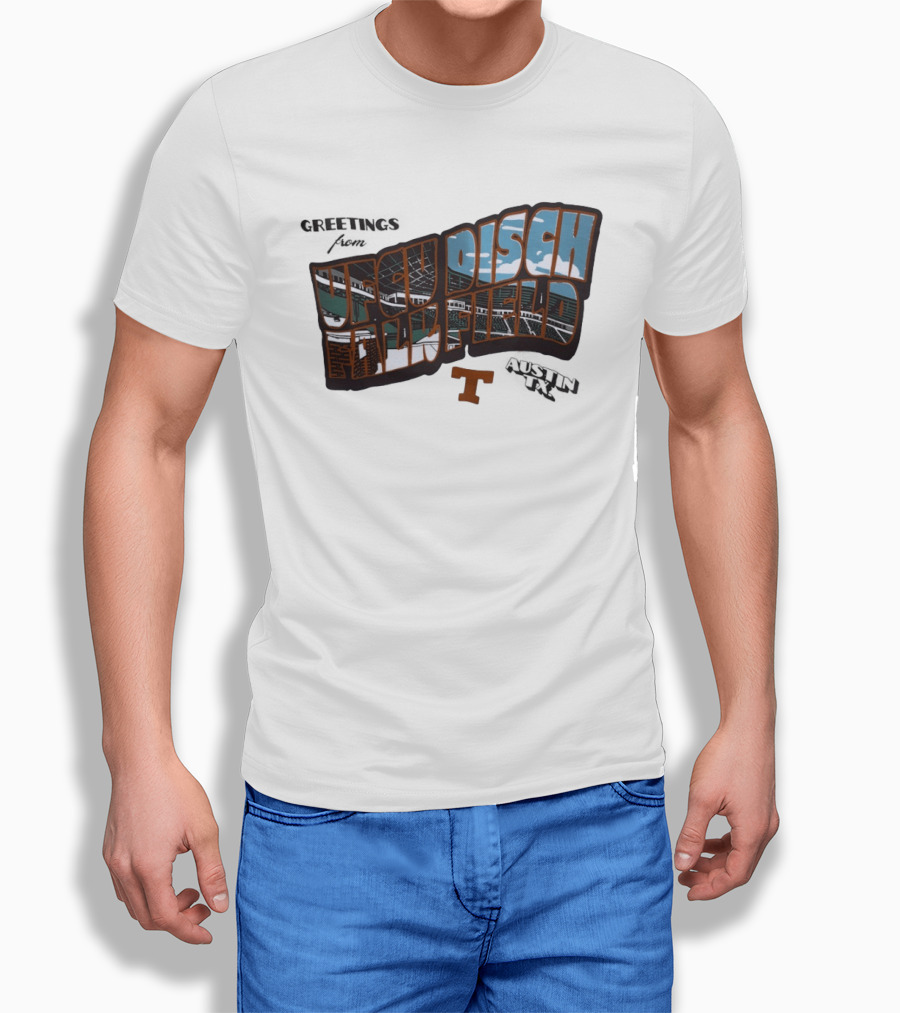 Greetings From UFCU Disch Falk Field Austin TX Stadium Scene T-Shirt