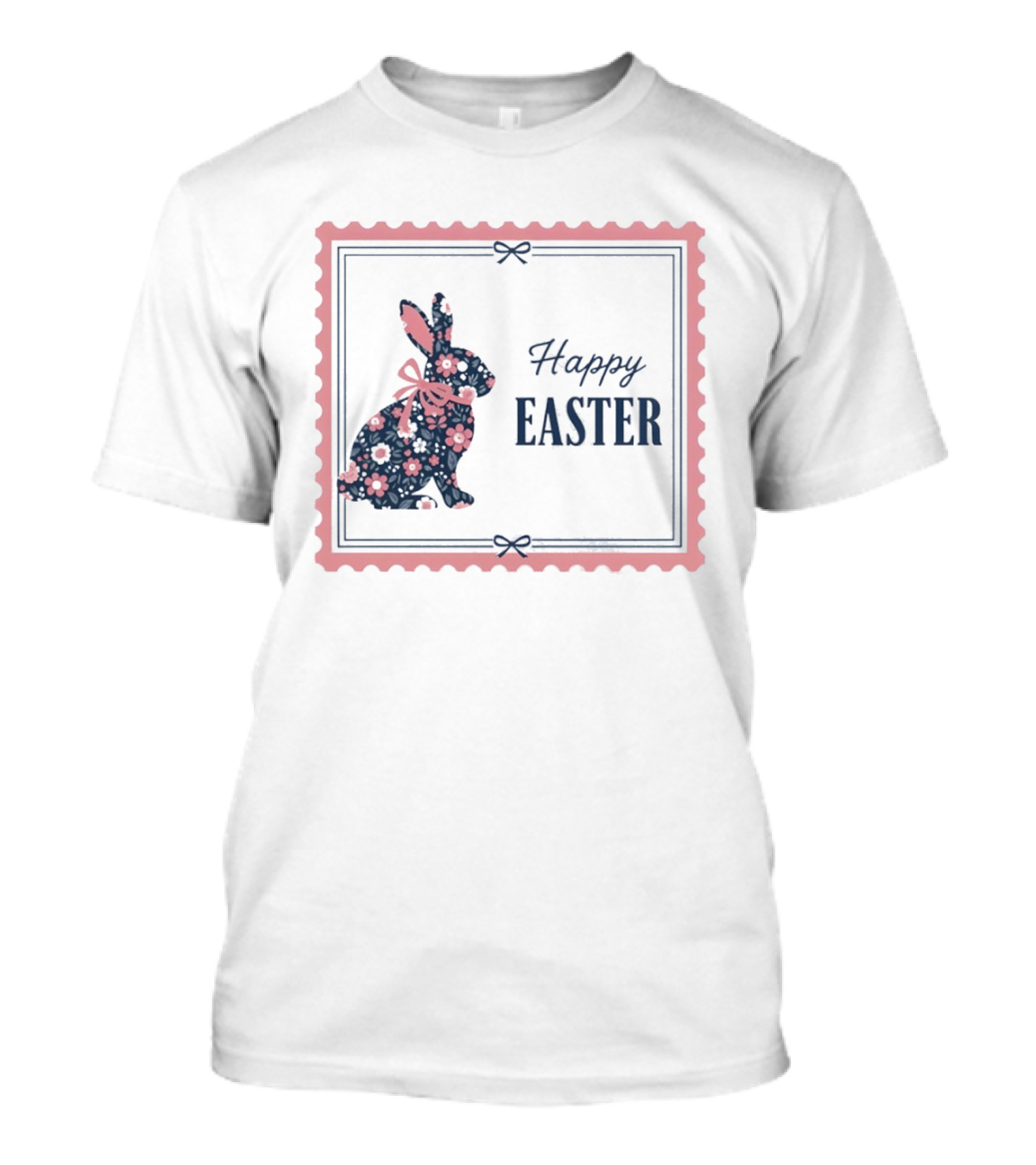 Happy Easter Bunny With Floral T-Shirt