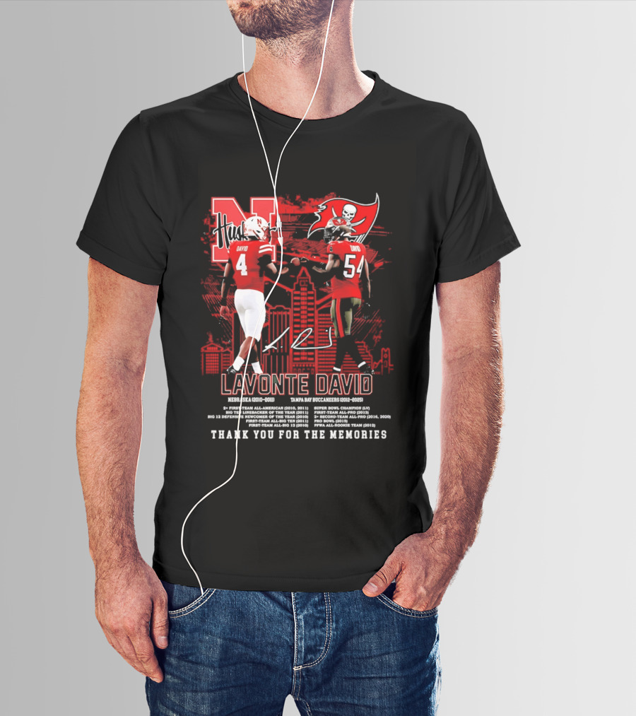 Lavonte David Nebraska Huskers Tampa Bay Buccaneers Thank You For The Memories T-Shirt