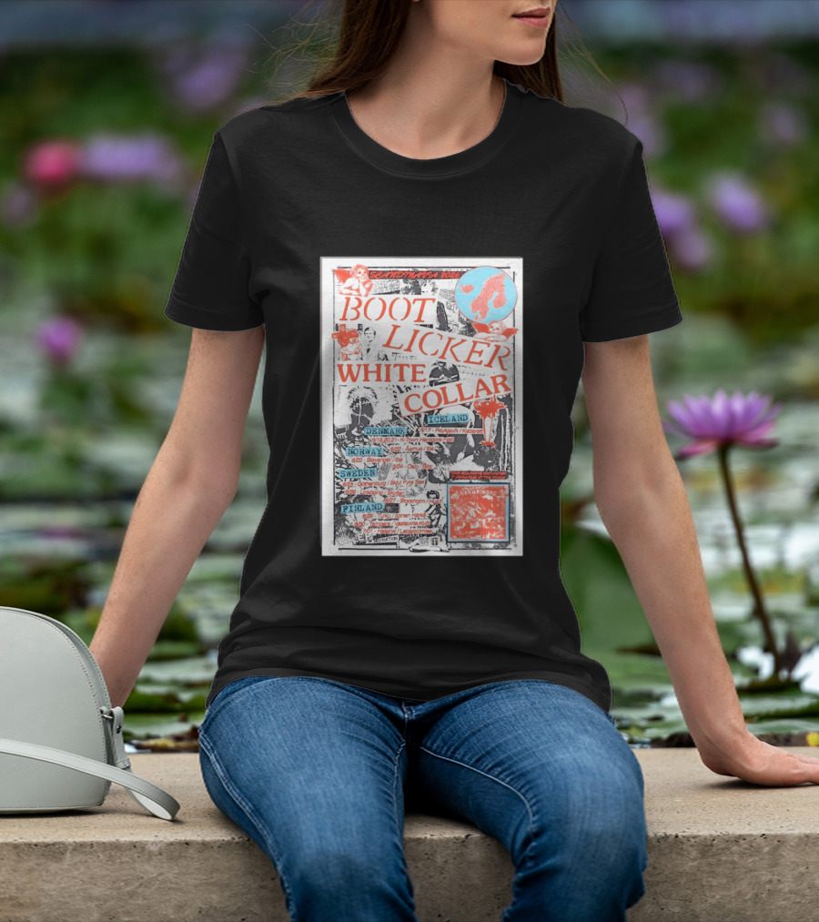 Scandinavia 2026 BootLicker White Collar Tour Denmark Norway Sweden Finland Iceland T-Shirt