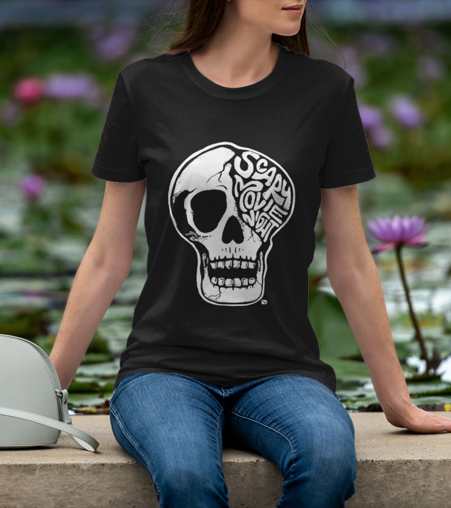 Skull Scary Movie Night Halloween Skull T-Shirt