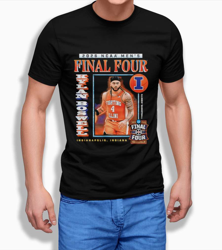 Kylan Boswell 2026 NCAA Men's Final Four Illinois Fighting Illini Basketball Indianapolis T-Shirt