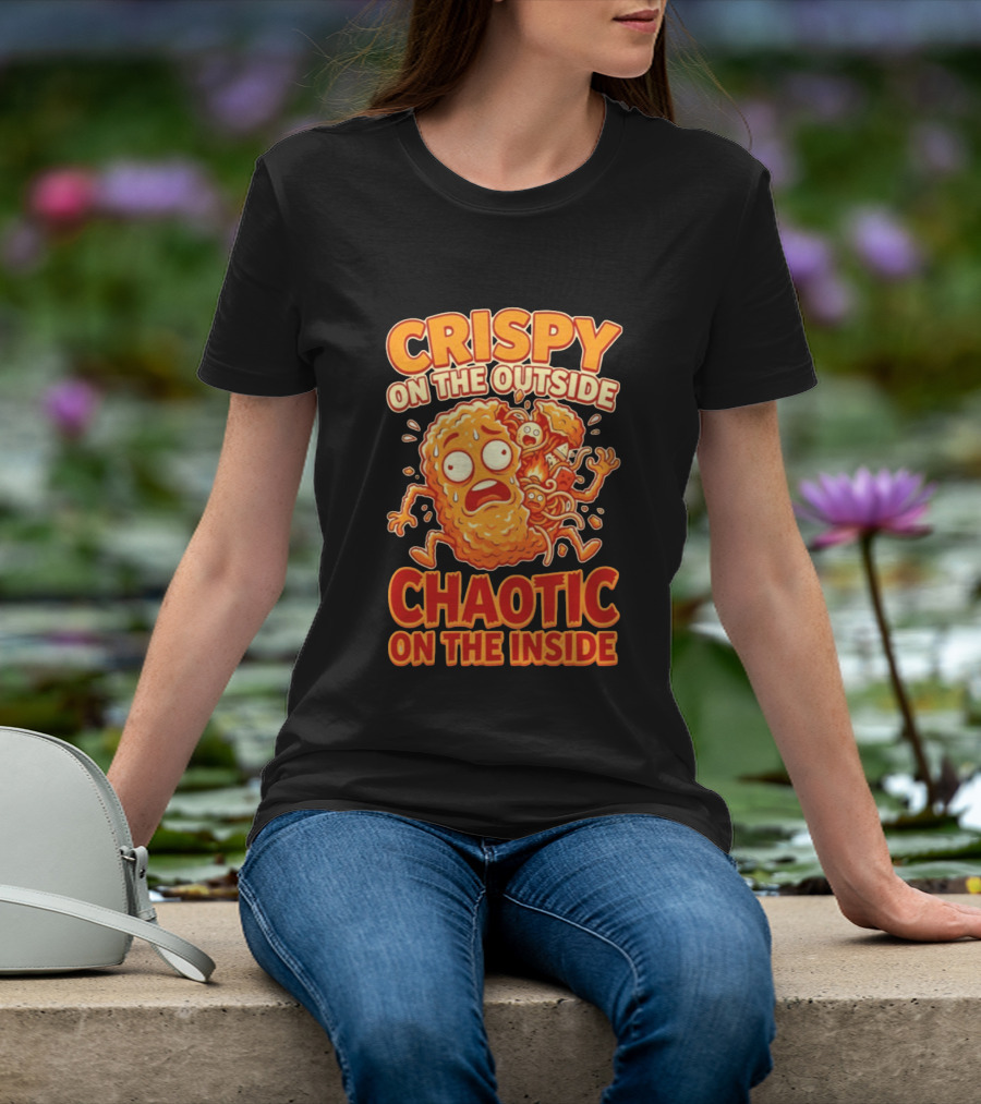 Crispy On The Outside Chaotic On The Inside Funny Food Humor T-Shirt