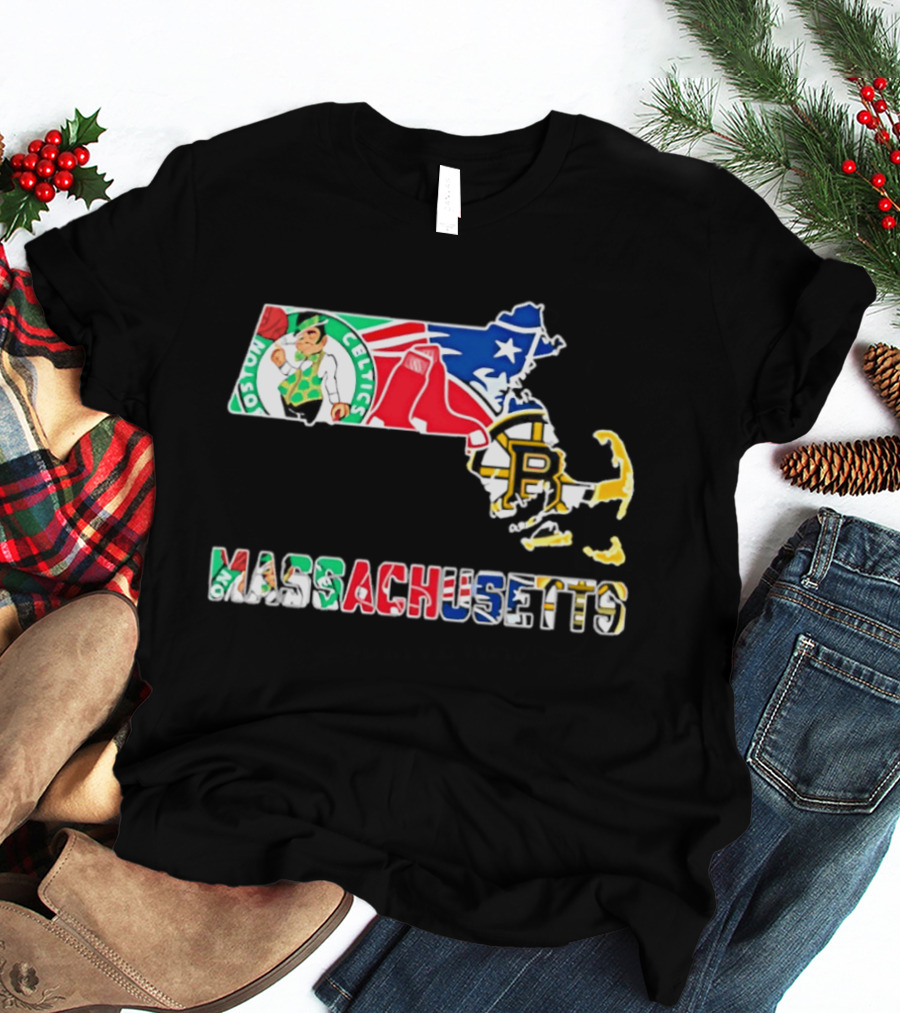 Boston Celtics Red Sox Massachusetts Sports Teams State Bruins T-Shirt