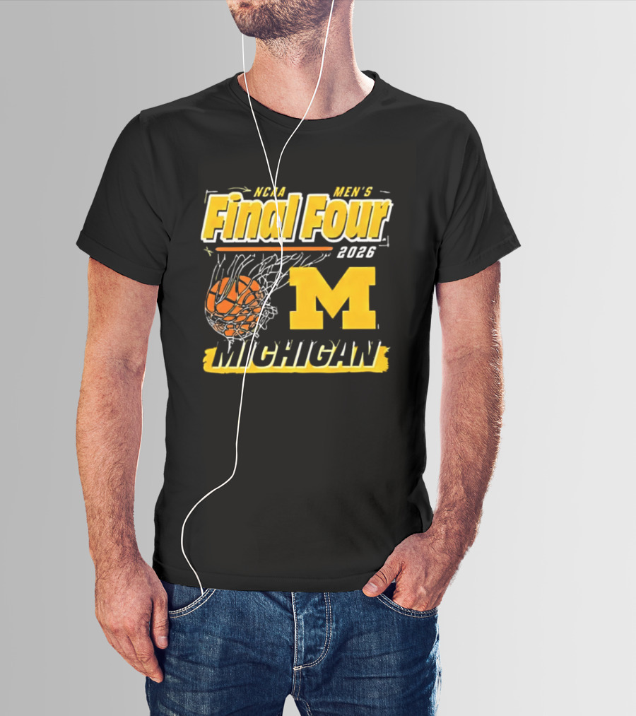 NCAA Men's Final Four 2023 Michigan Wolverines Basketball Swish T-Shirt