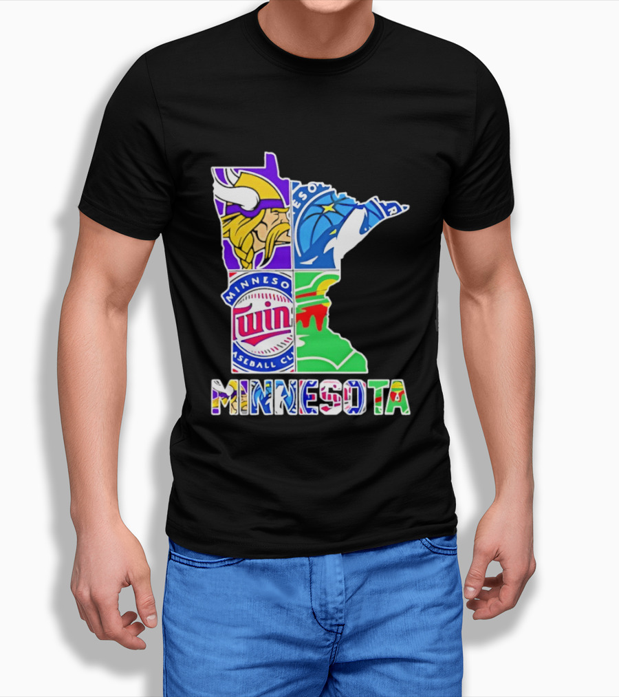 Minnesota Sports Teams Vikings Twins Wild Timberwolves Mashup T-Shirt