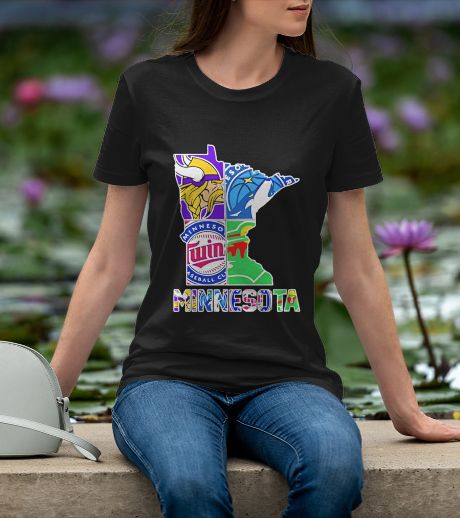 Minnesota Sports Teams Vikings Twins Wild Timberwolves Mashup T-Shirt