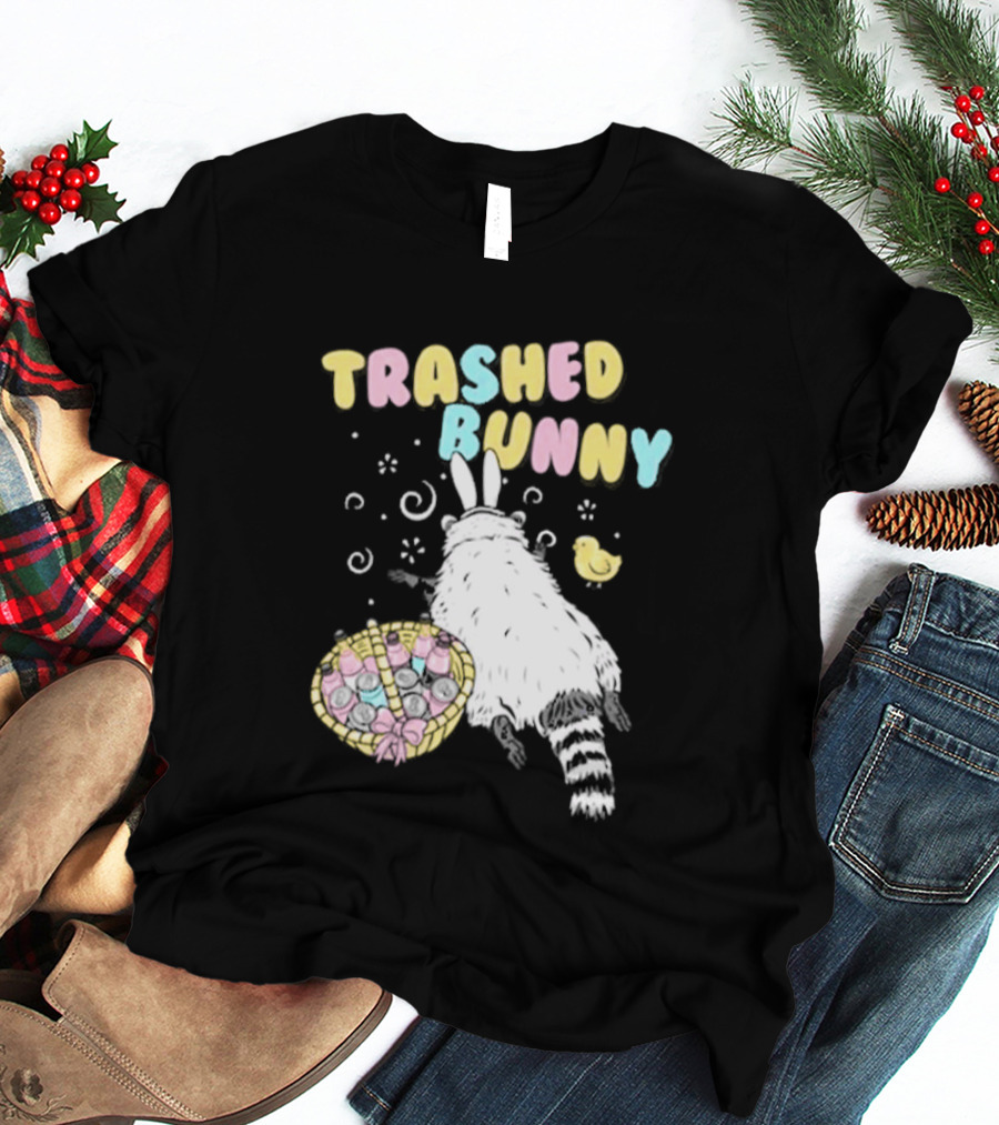 Trashed Bunny Raccoon Pastel Swirls Duck T-Shirt