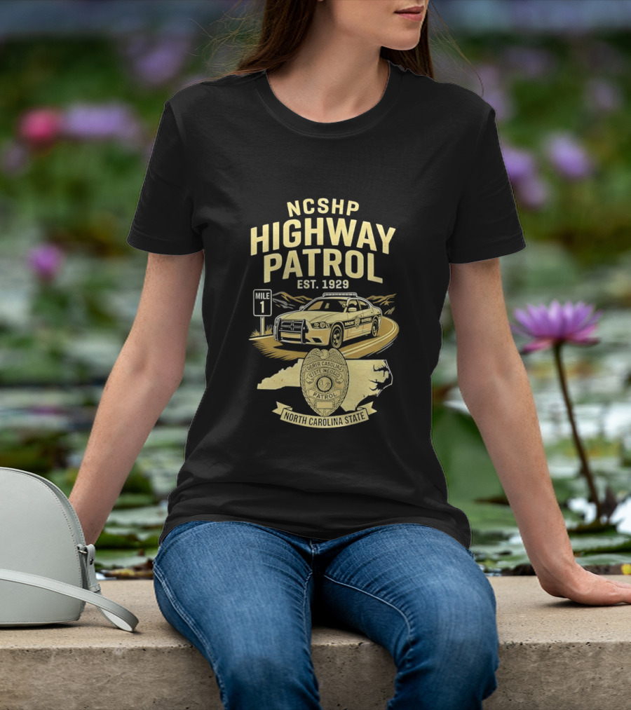 NCSHP Highway Patrol Est. 1929 Scenic Route Car T-Shirt