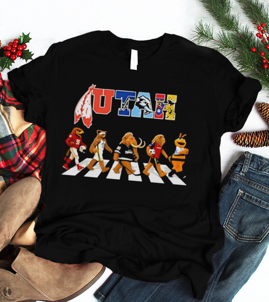 Utah Sports Teams Mascots Abbey Road Crossing T-Shirt