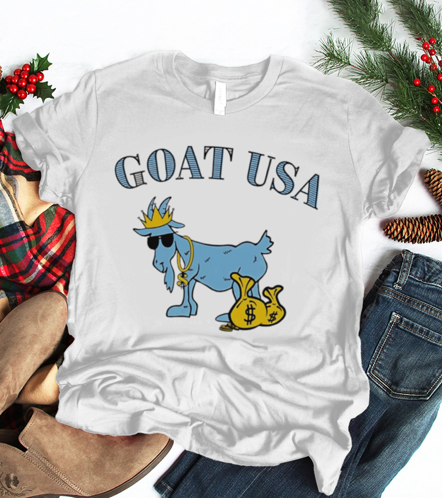 GOAT USA Cash Money Crowned Goat With Sunglasses And Gold Chains T-Shirt