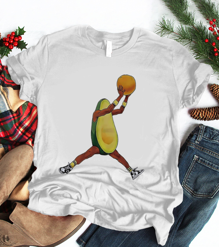 Avocado Basketball Athlete Dunking Fruit T-Shirt