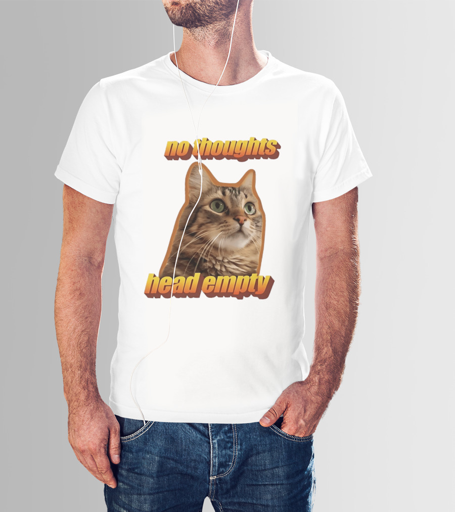 No Thoughts Head Empty Cat Meme Funny Humor T-Shirt