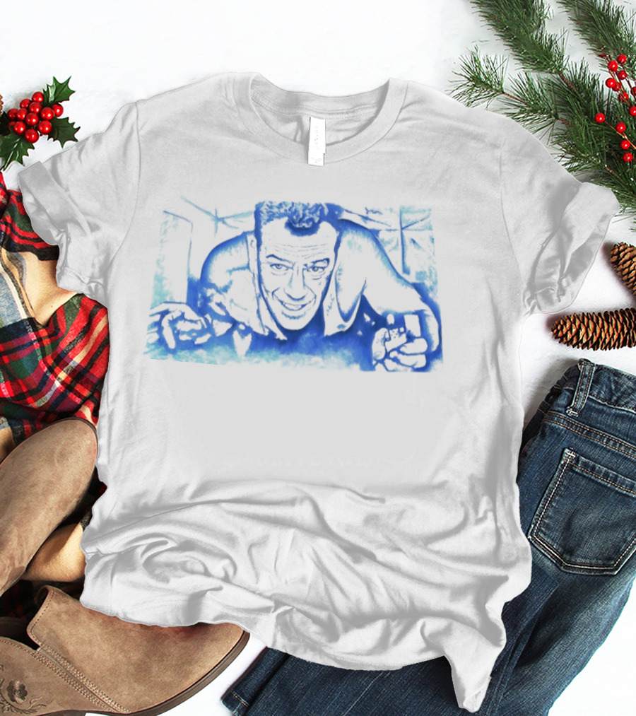 Blue Watercolor Painted John Mclane T-Shirt