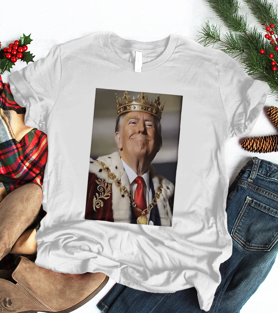 Donald Trump Crowned As King Regal Attire Red Tie Gold Crown T-Shirt