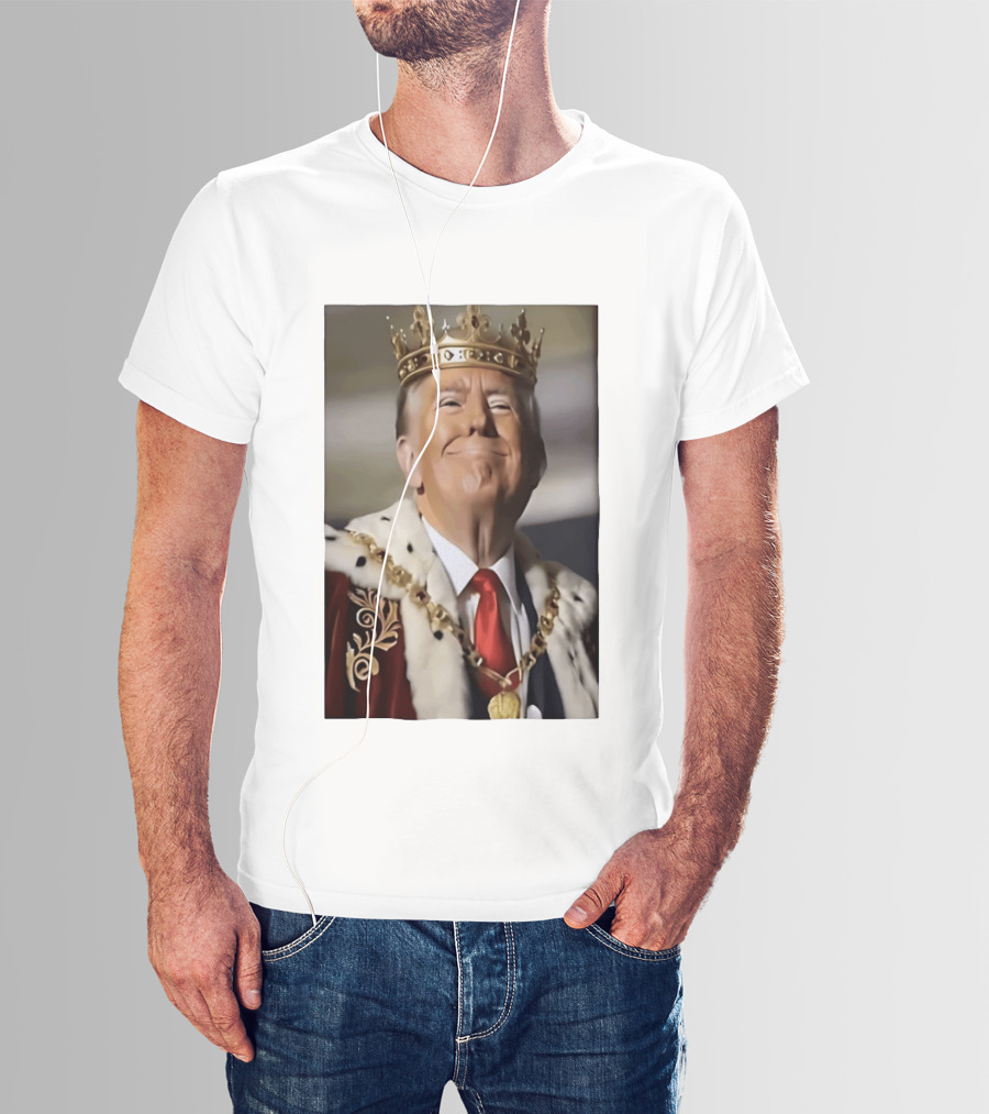Donald Trump Crowned As King Regal Attire Red Tie Gold Crown T-Shirt
