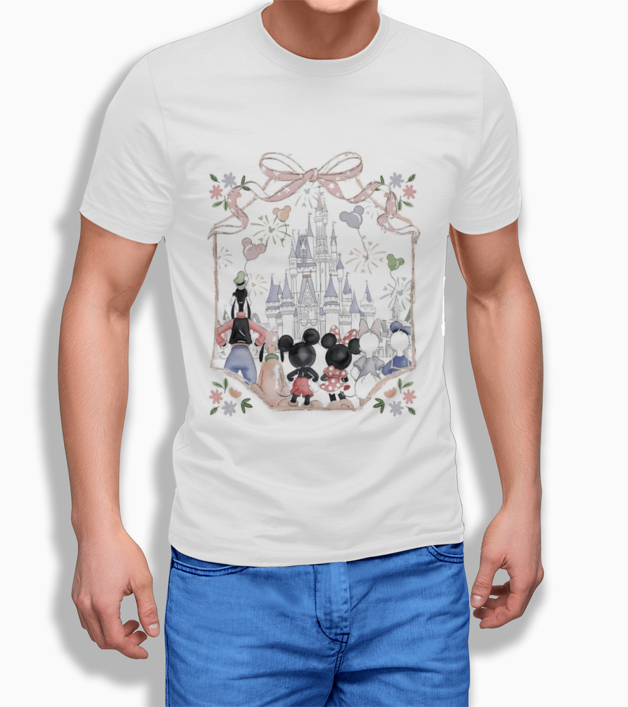 Family Mickey Cartoon Castle Fireworks Most Magical Place On Earth T-Shirt