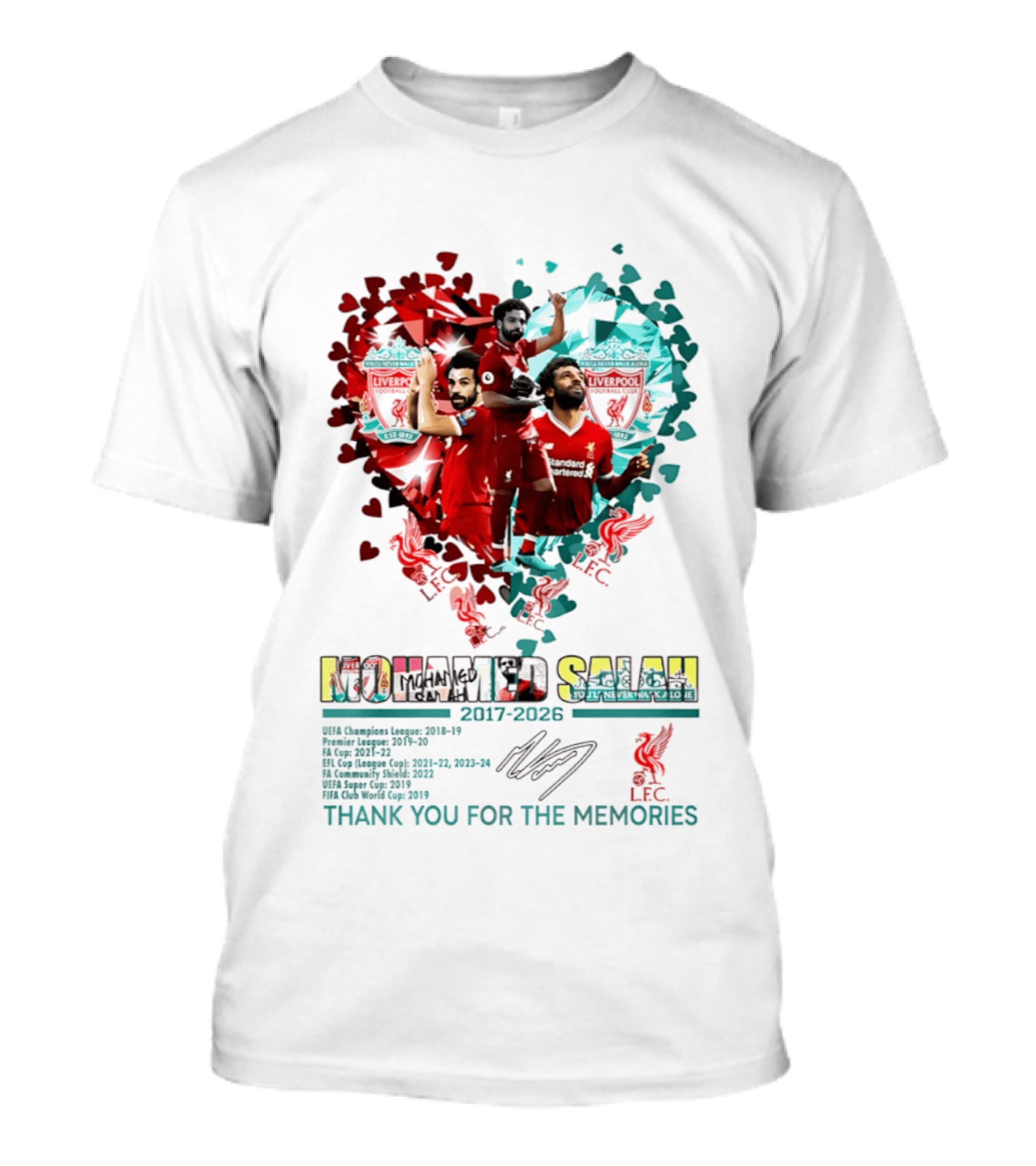 Mohamed Salah Lfc Thank You For The Memories 2017 2023 Heart T-Shirt