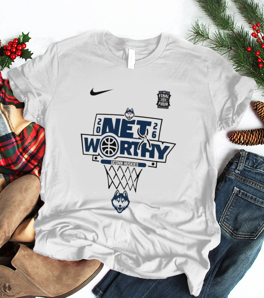 UConn Huskies Net Worthy Basketball 2026 Nike Logo Five Four T-Shirt
