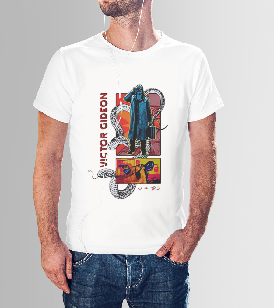Victor Gideon Dramatic Snake And Mysterious Figures T-Shirt