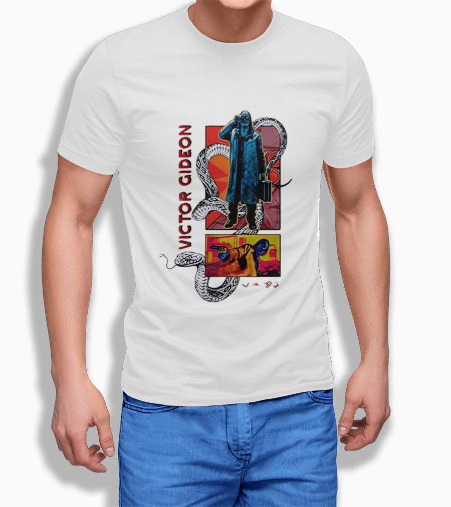Victor Gideon Dramatic Snake And Mysterious Figures T-Shirt