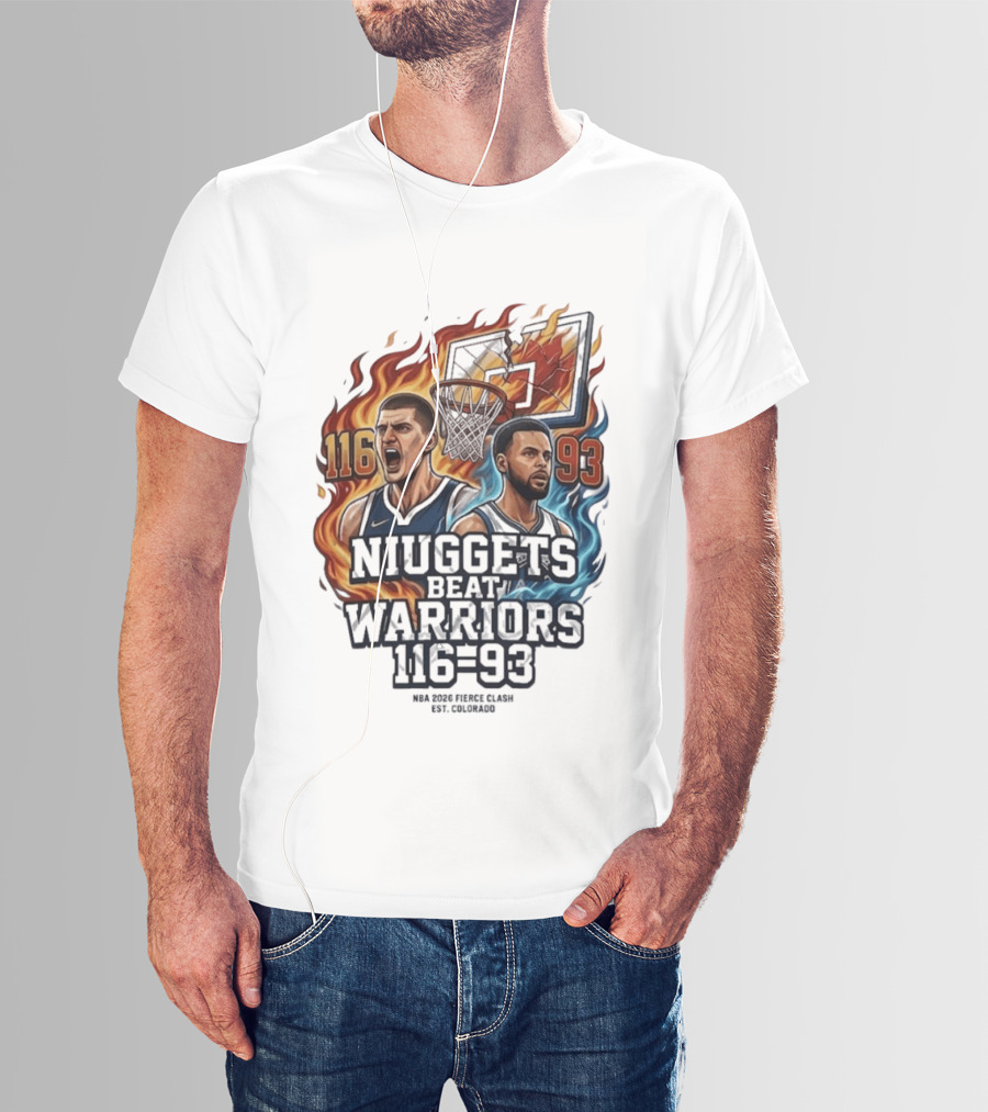 Nuggets Beat Warriors 116 93 NBA 2026 Basketball Matchup T-Shirt