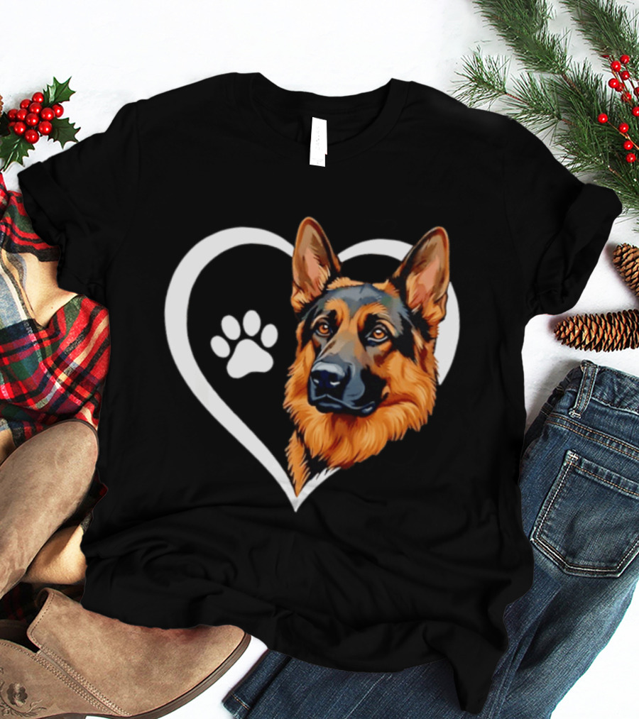 German Shepherd Heart Paw T-Shirt