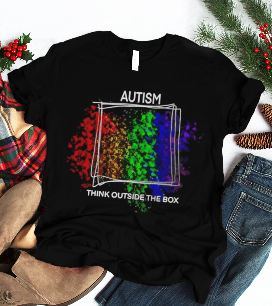 Autism Spectrum Puzzle Think Outside The Box Colorful Awareness T-Shirt