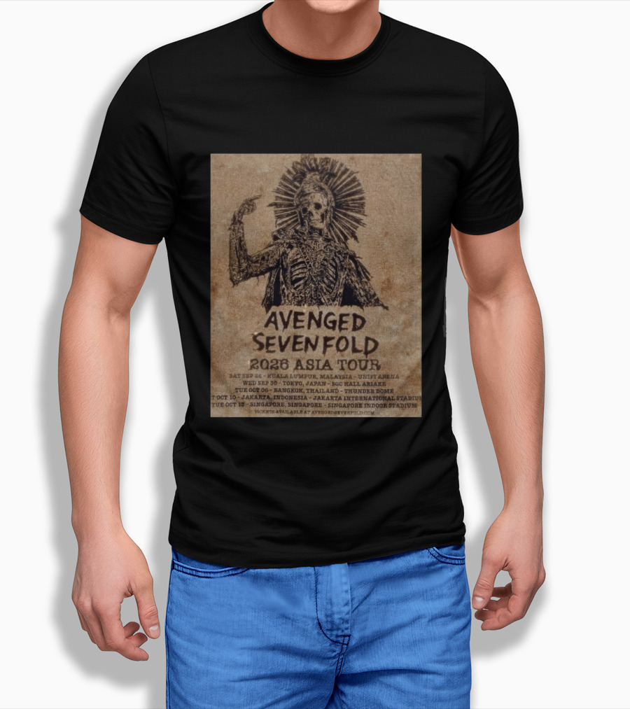 Avenged Sevenfold 2026 Asia Tour Kuala Lumpur Tokyo Bangkok Jakarta Singapore T-Shirt