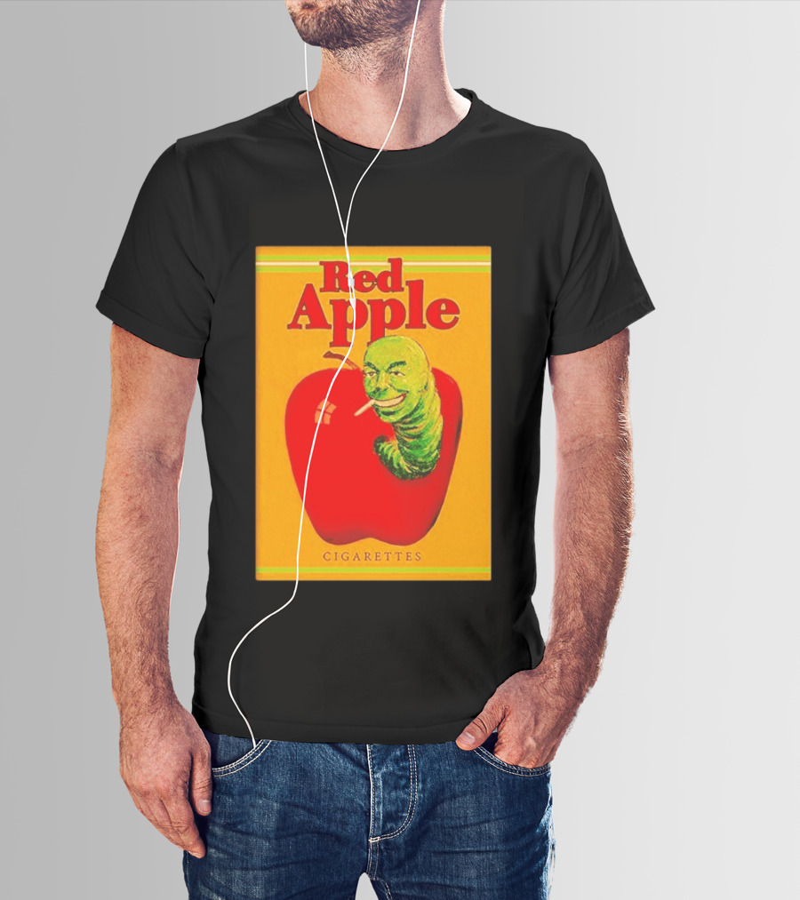 Red Apple Cigarettes Worm Character On Apple T-Shirt
