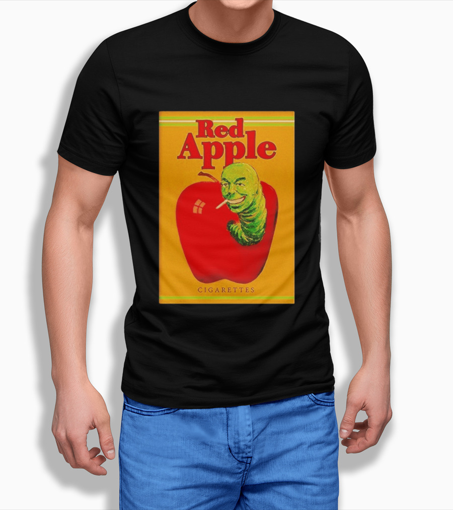 Red Apple Cigarettes Worm Character On Apple T-Shirt