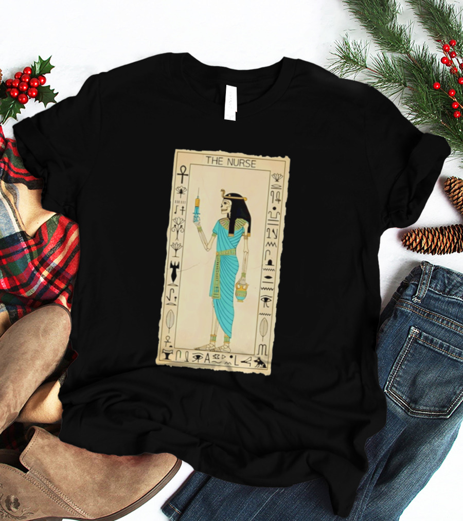 The Nurse Egyptian Skeleton Tarot Card Medical Goth T-Shirt