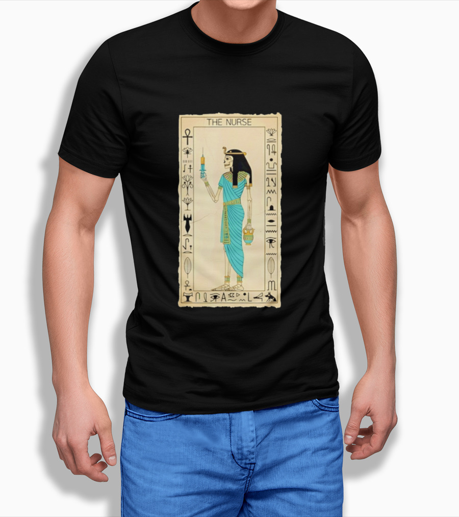 The Nurse Egyptian Skeleton Tarot Card Medical Goth T-Shirt