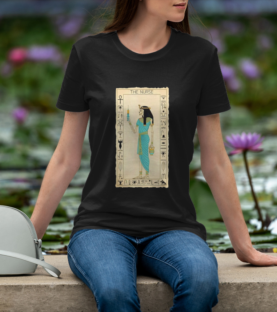 The Nurse Egyptian Skeleton Tarot Card Medical Goth T-Shirt