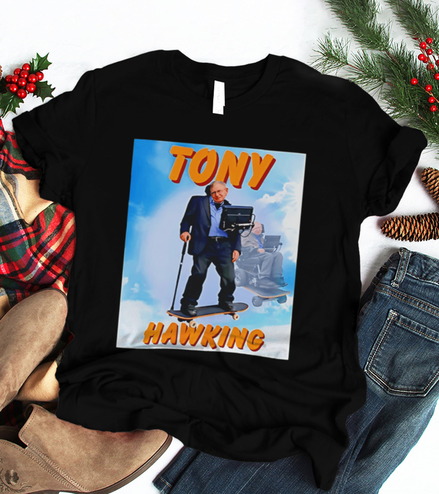 Tony Hawking Skateboard Fusion Surreal Humor T-Shirt