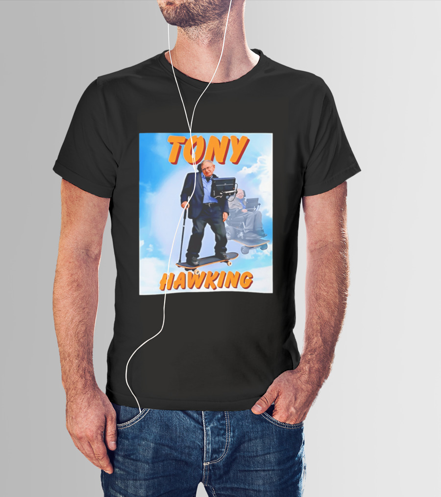 Tony Hawking Skateboard Fusion Surreal Humor T-Shirt