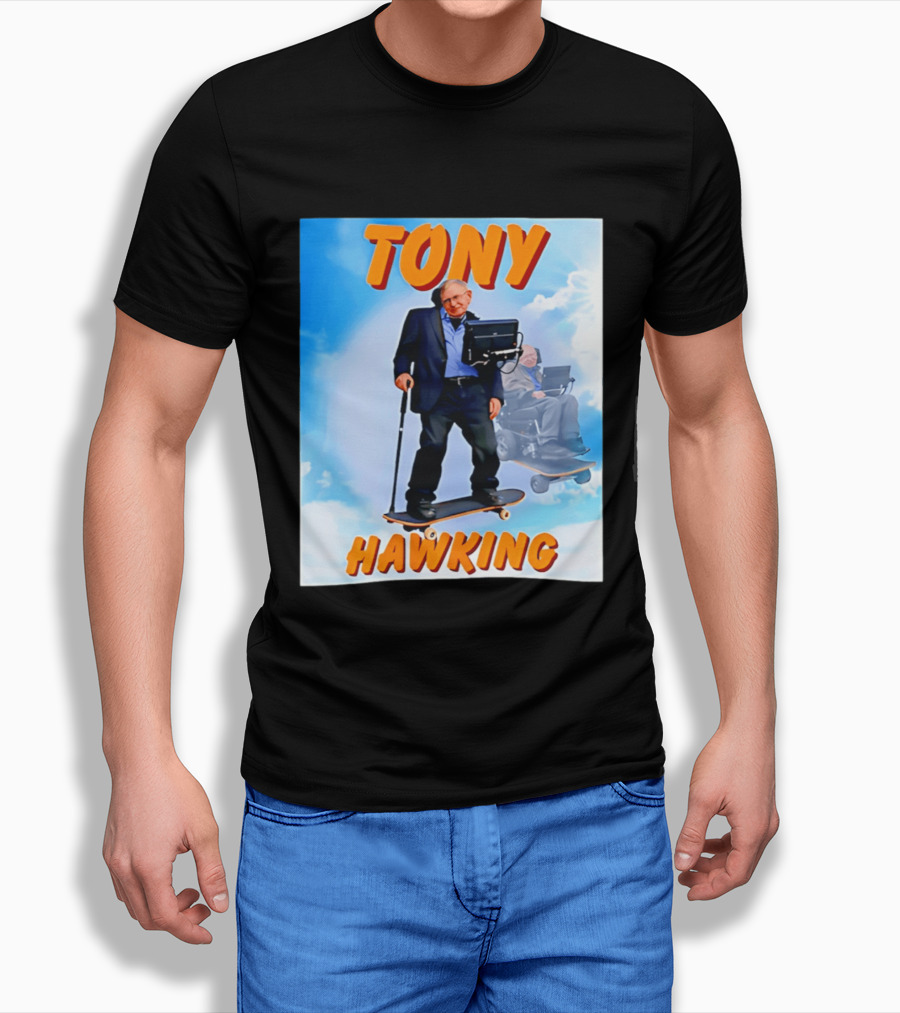 Tony Hawking Skateboard Fusion Surreal Humor T-Shirt