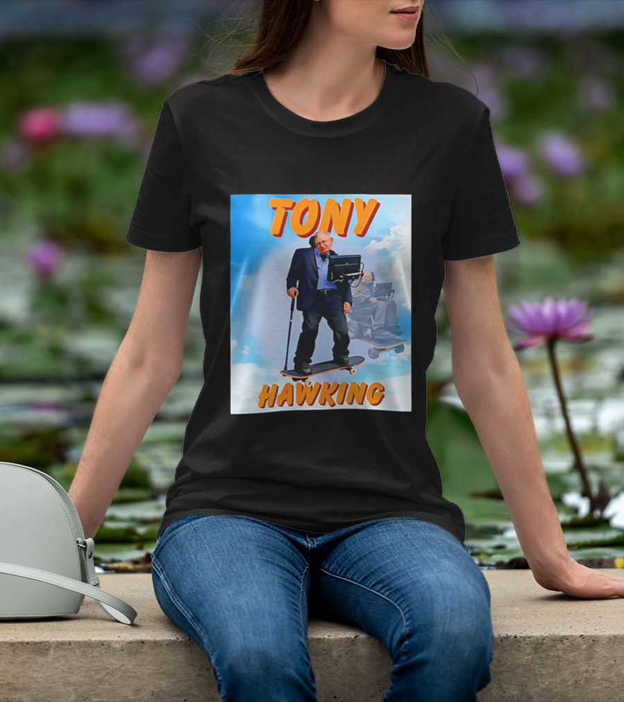 Tony Hawking Skateboard Fusion Surreal Humor T-Shirt