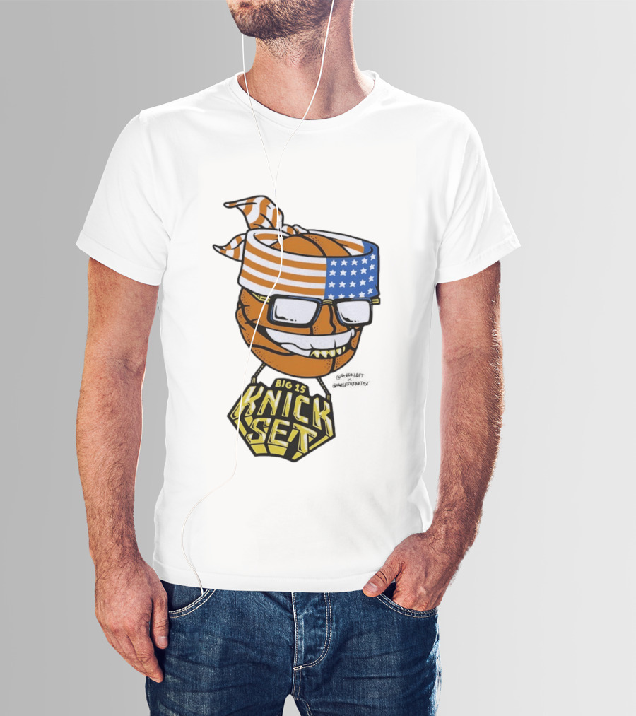 Big 15 Knick Set Basketball Wearing USA Flag Bandana And Glasses T-Shirt