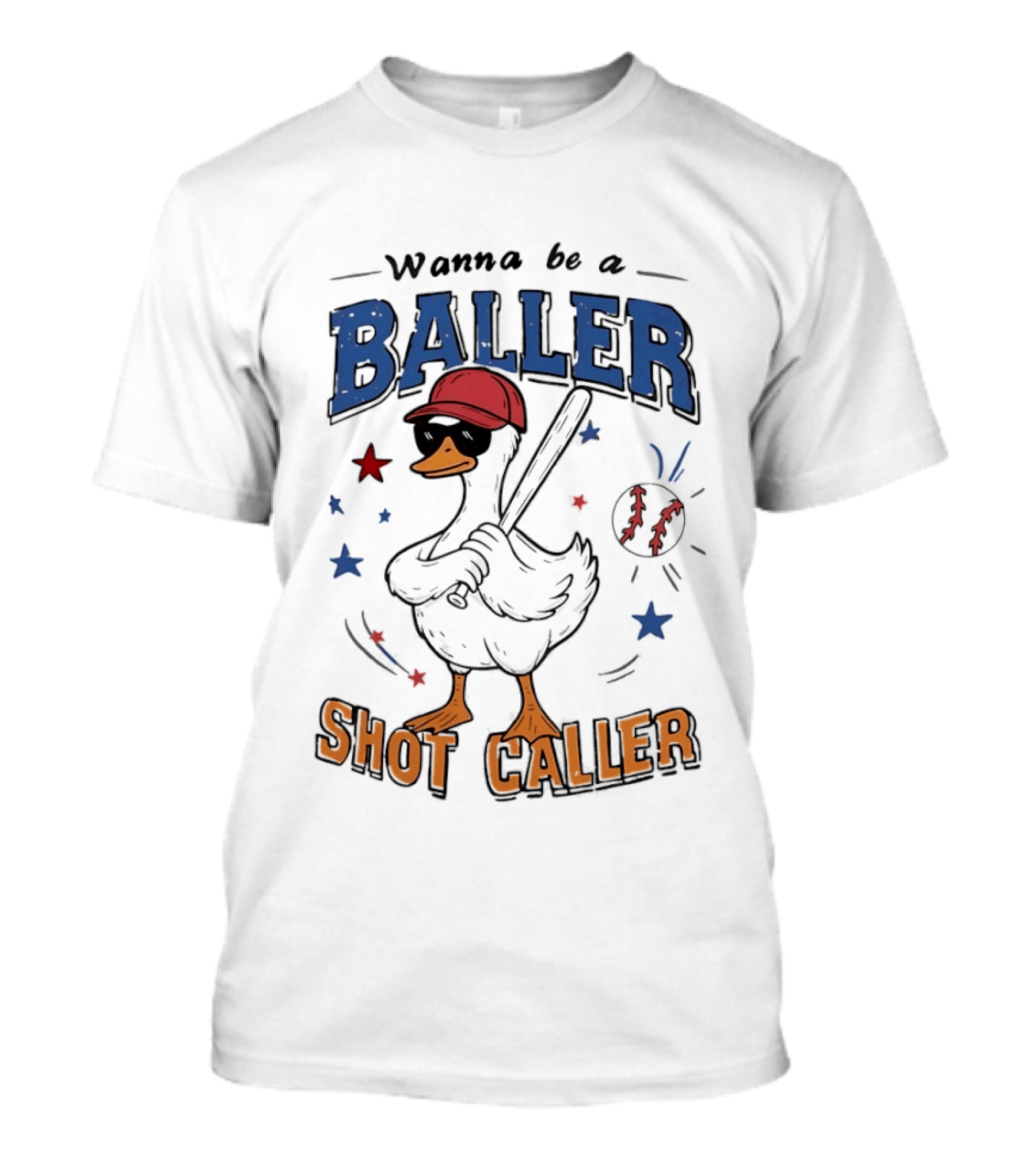 Wanna Be A Baller Shot Caller Goose With Baseball Outfit T-Shirt