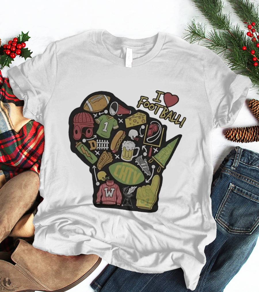 I Love Football Wisconsin Football T-Shirt