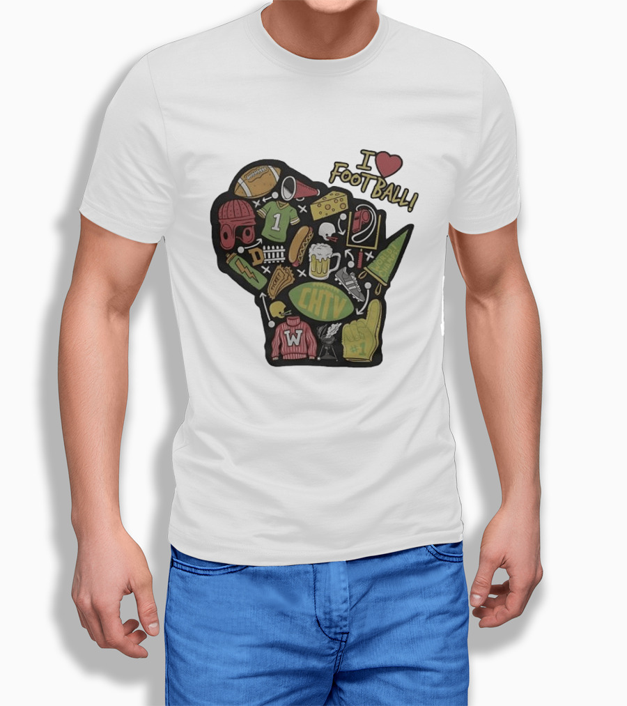 I Love Football Wisconsin Football T-Shirt
