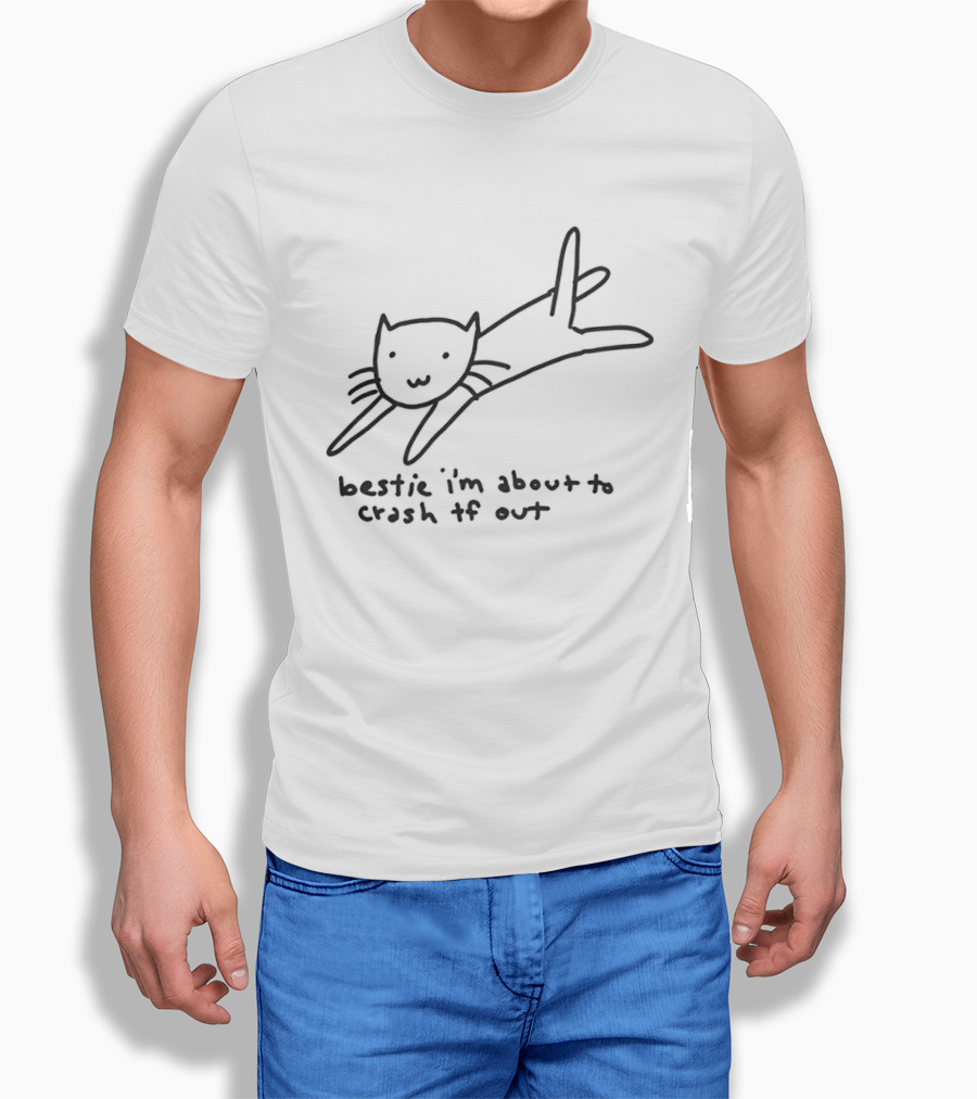 Bestie I'm About To Crash Out Cat Drawing T-Shirt