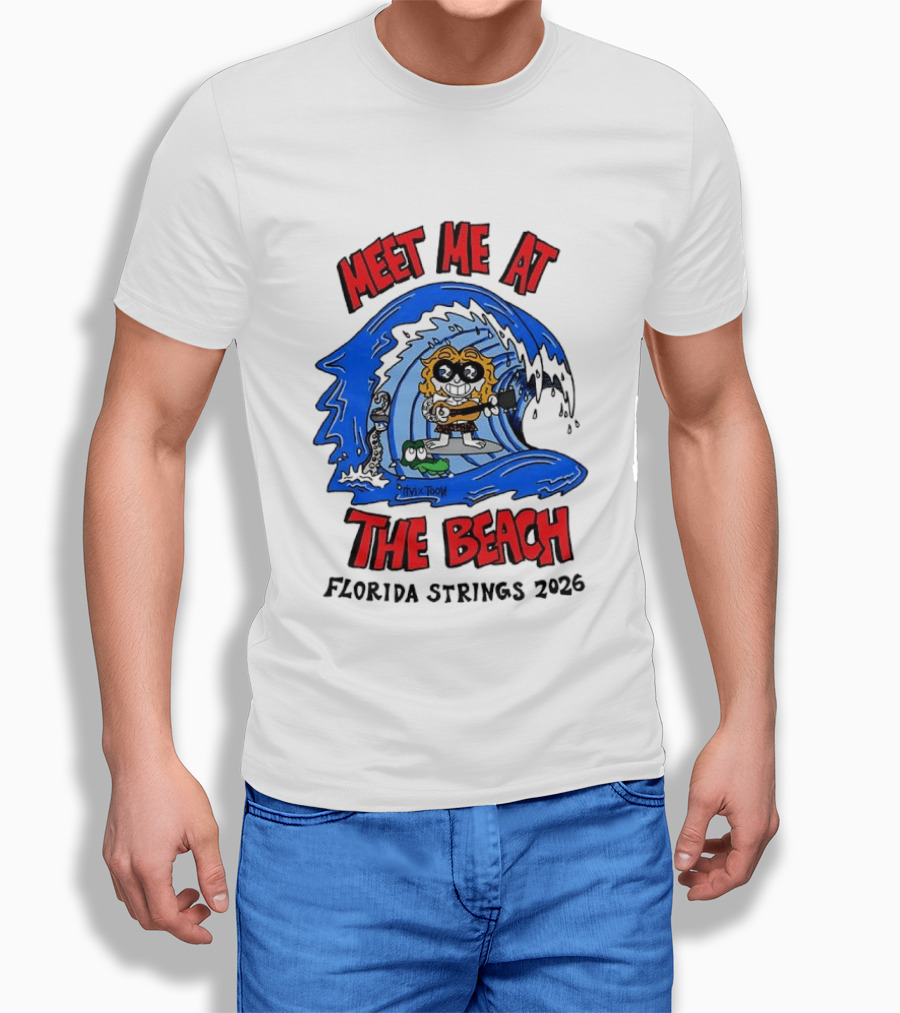 Meet Me At The Beach Florida Strings 2026 Surfing Wave T-Shirt