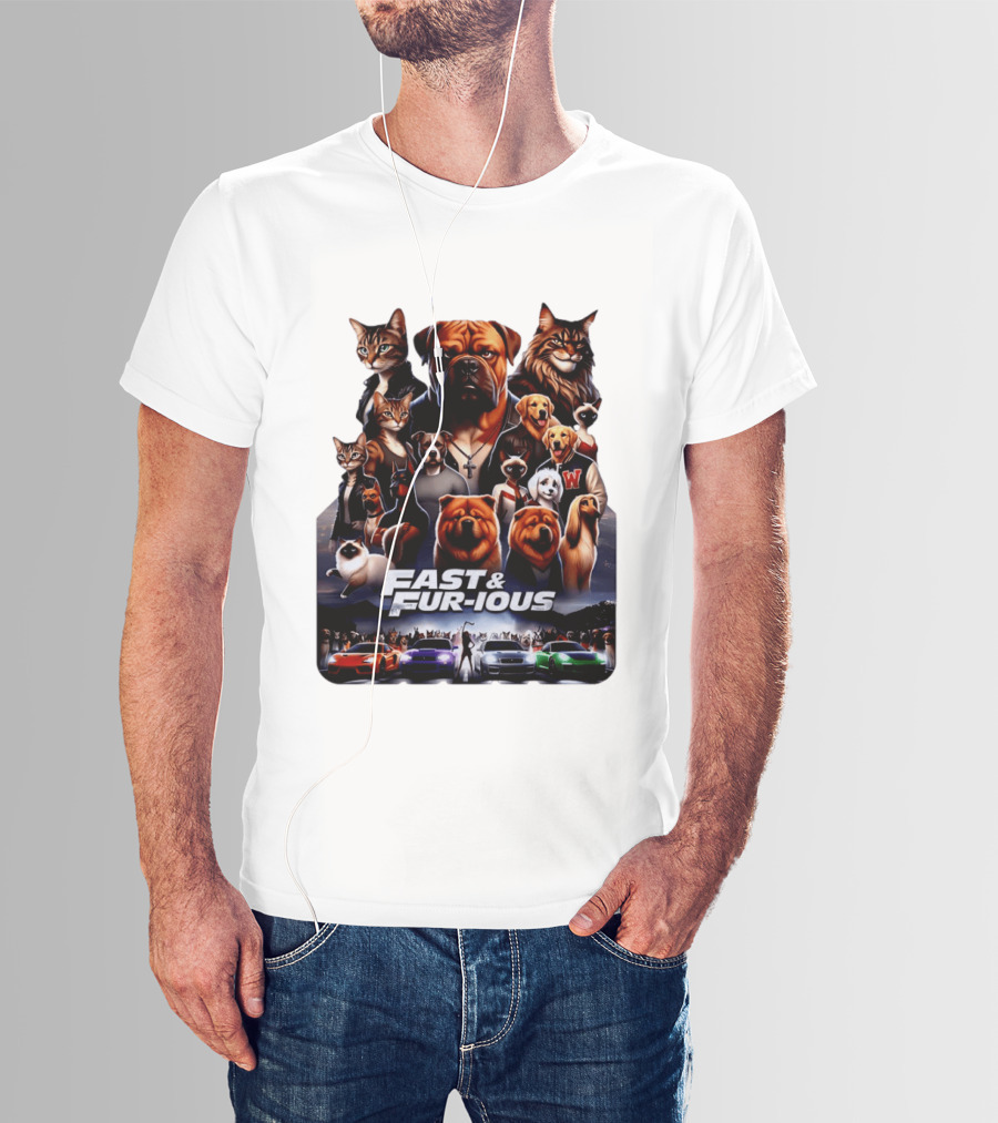 Fast & Fur Ious Dogs And Cats Mashup With Cars T-Shirt