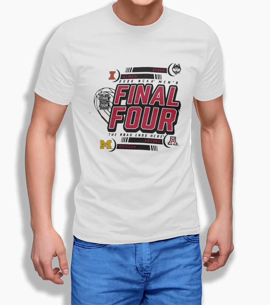 2026 NCAA Men's Basketball Final Four Illinois UConn Michigan Arizona March Madness T-Shirt