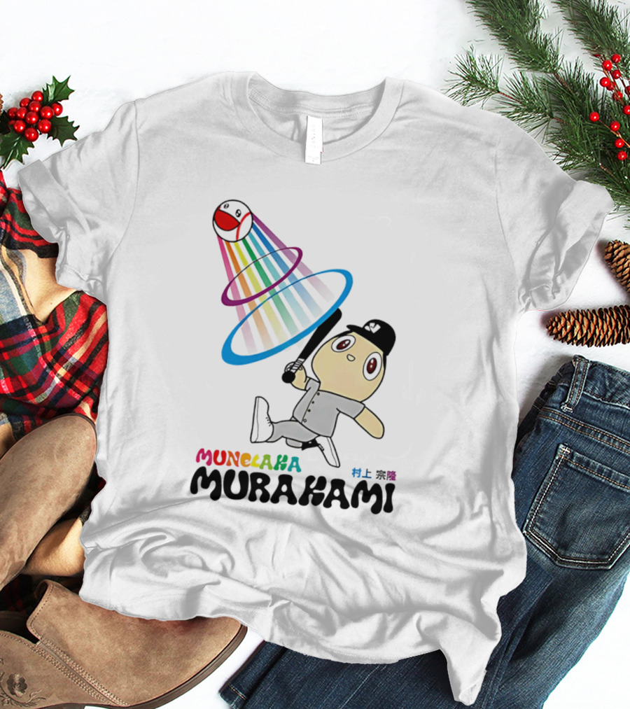 Munehisa Murakami Rainbow Baseball Cartoon Player T-Shirt