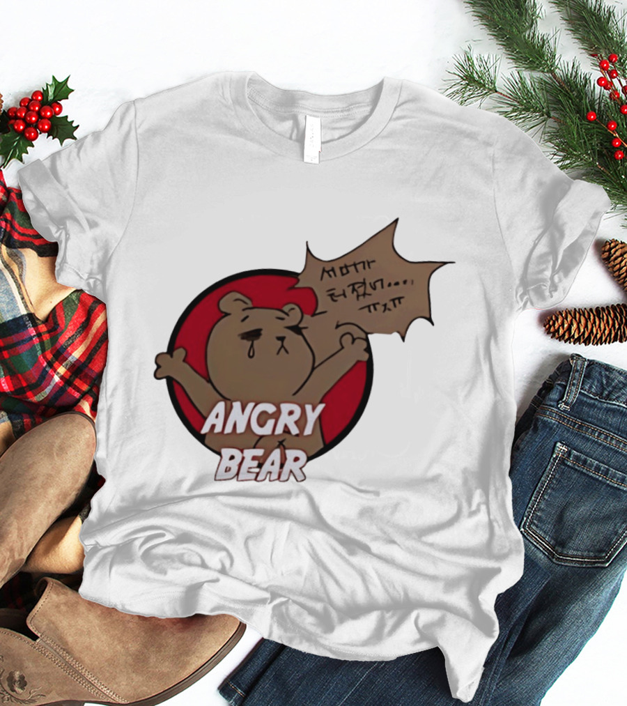 Angry Bear Cartoon Style With Speech Bubble T-Shirt