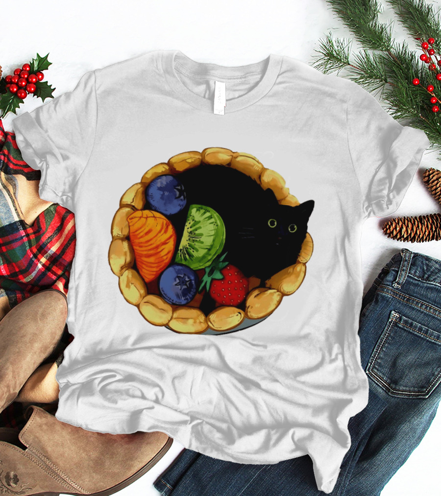 Black Cat Surrounded By Mixed Fruit Tart T-Shirt