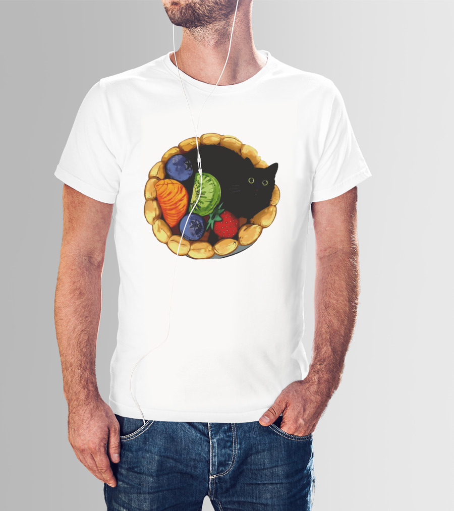 Black Cat Surrounded By Mixed Fruit Tart T-Shirt